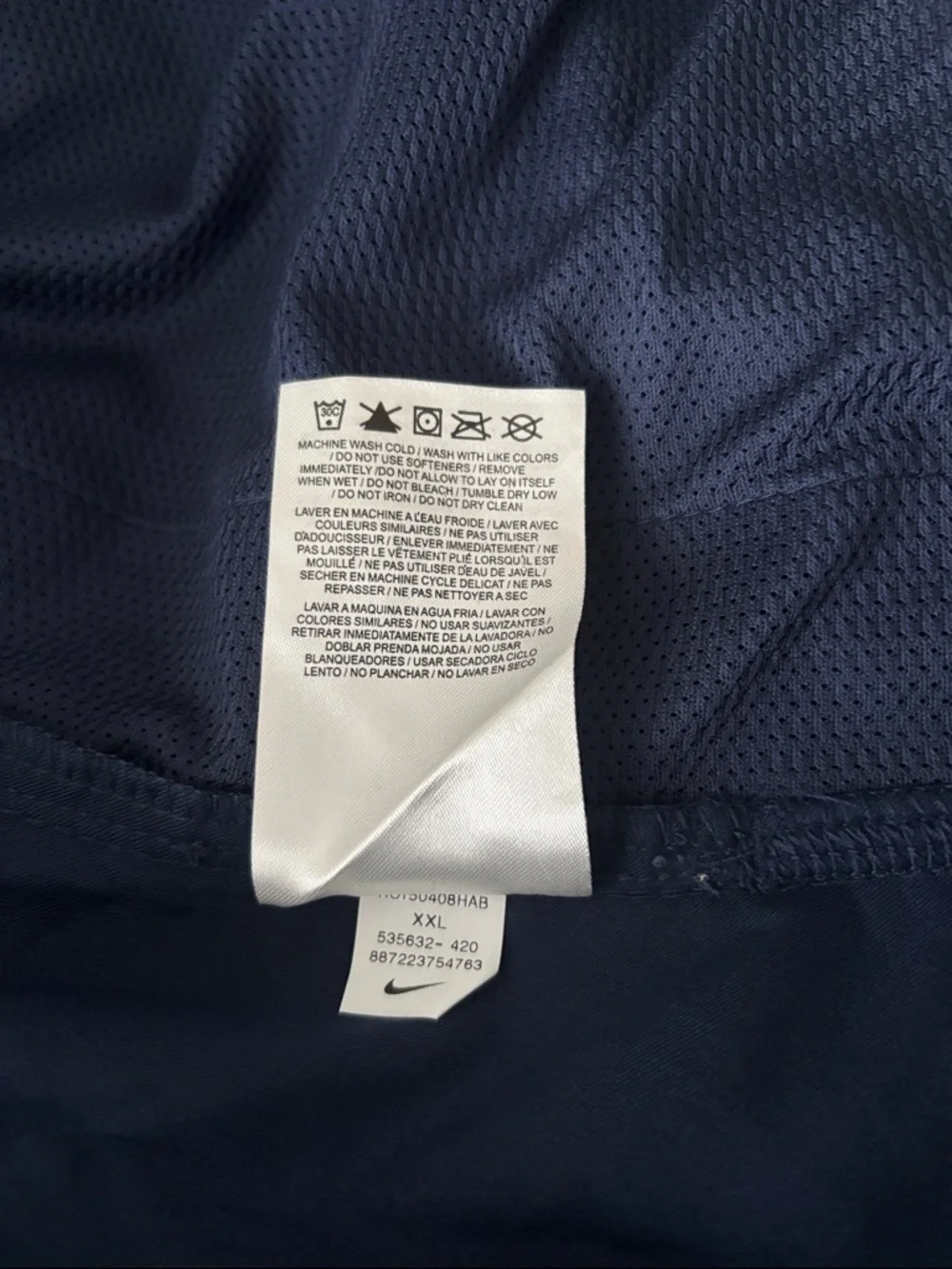 Nike Dri-FIT Full Zip Windbreaker Jacket Navy Blue XXL Warm Up Track Coat - Picture 10 of 10